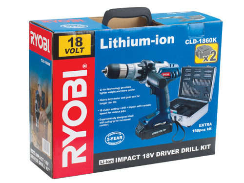 BRAND NEW! - Ryobi CLD-1860K Lithium Ion Impact Drill Kit 18v with two batteries